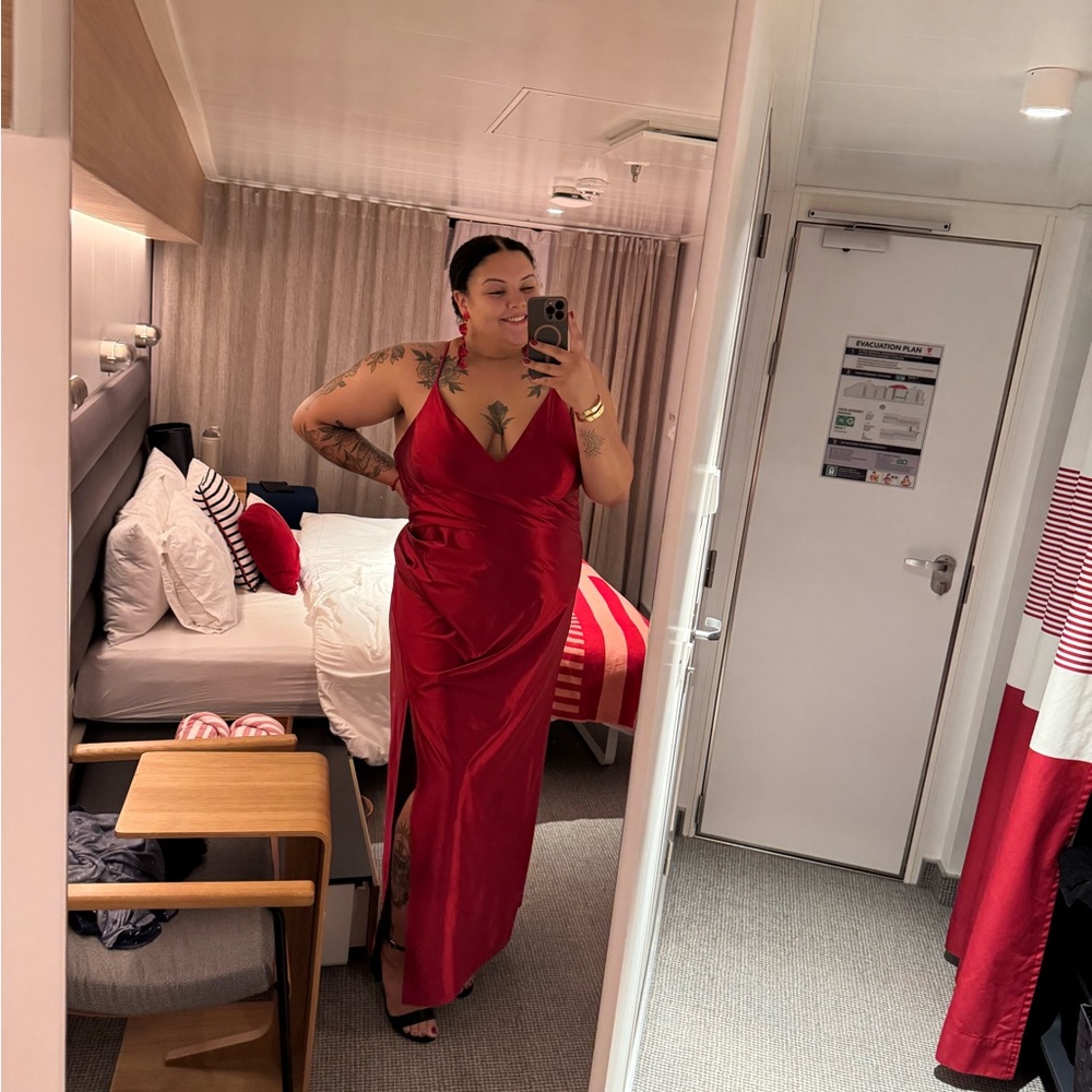 Red evening dress